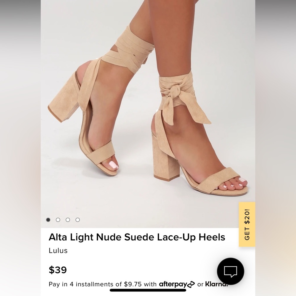 Lulus Vegan Suede Lace Up Heels Size 5